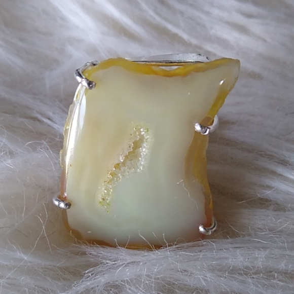 🌟 YELLOW AGATE RING - Picture 2 of 5